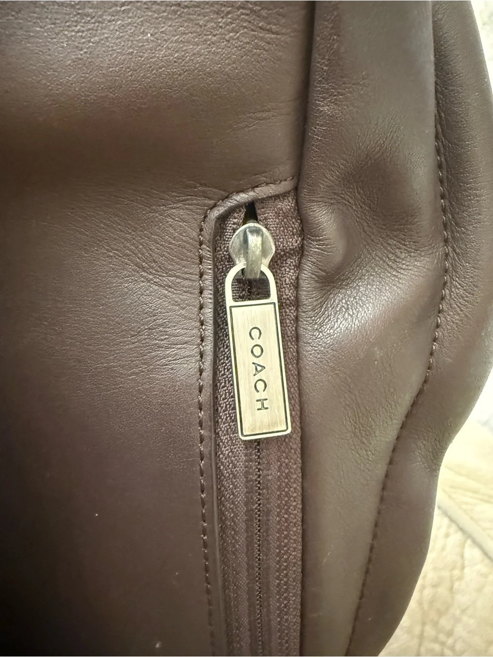 Coach Brown Suede & Dark Brown Leather Sling Backpack